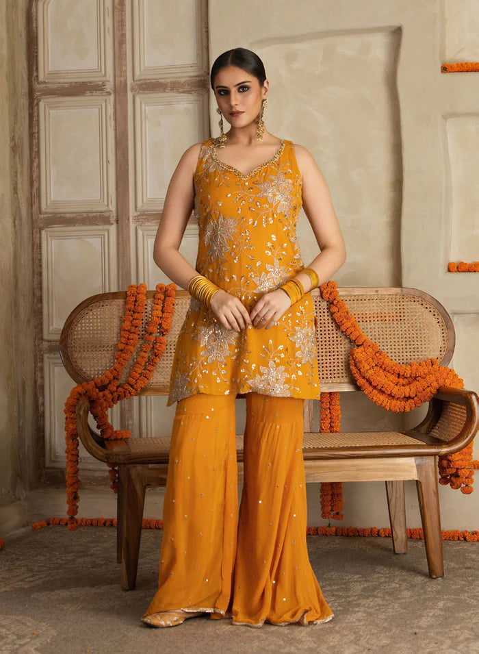 Bhuvaneshwari Chita Work Gharara Set