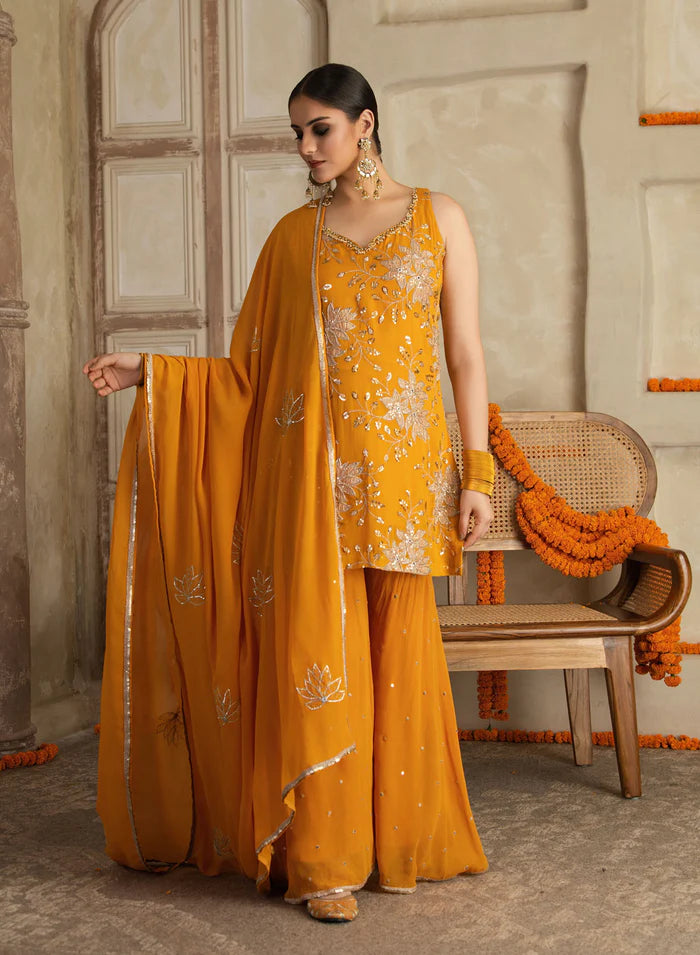 Bhuvaneshwari Chita Work Gharara Set