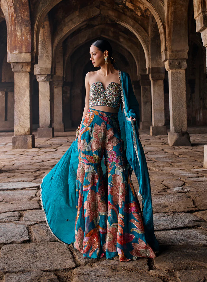 Chinar Printed Mirror Work Garara Set