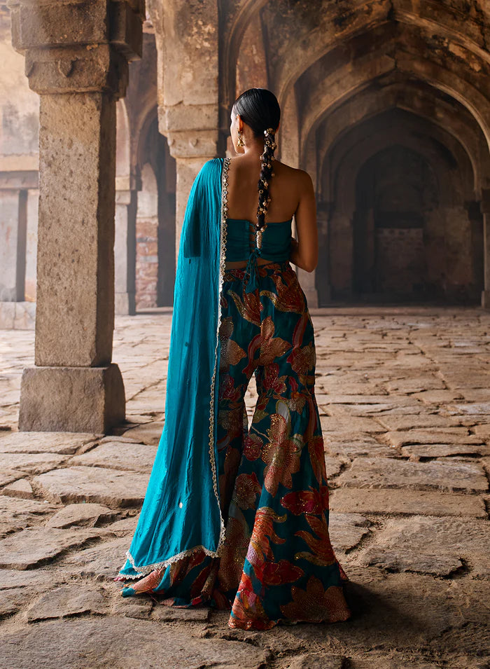 Chinar Printed Mirror Work Garara Set