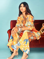 Ocean print bustier blazer and pants