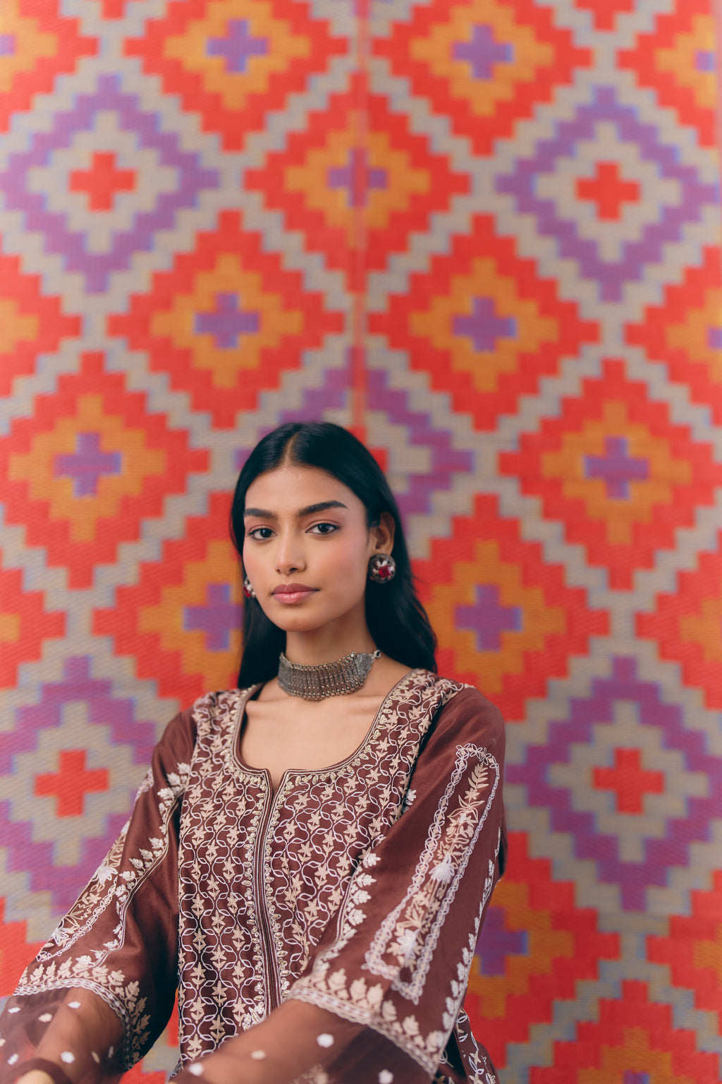 Umber Chanderi Kurta Set