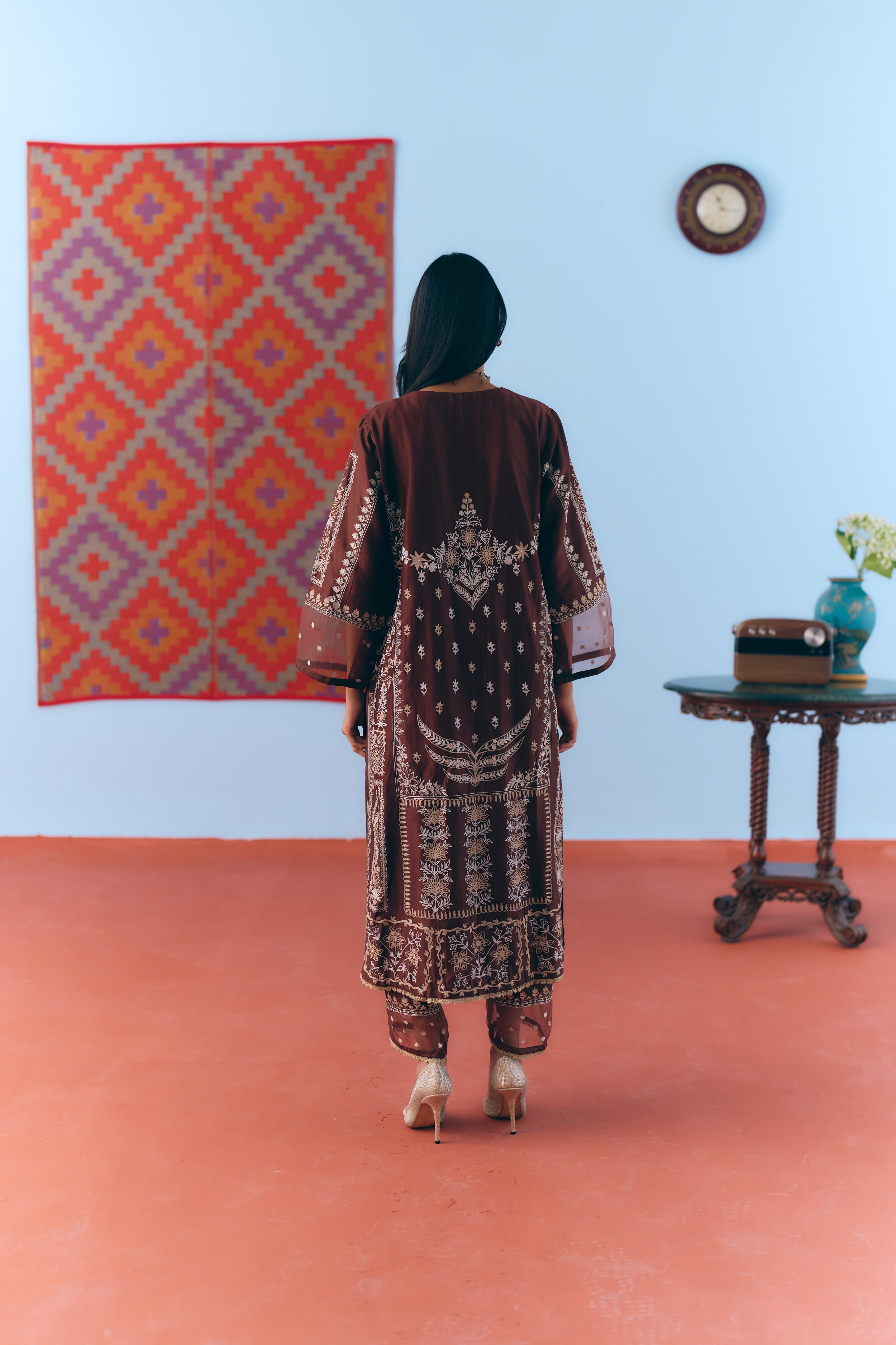 Umber Chanderi Kurta Set