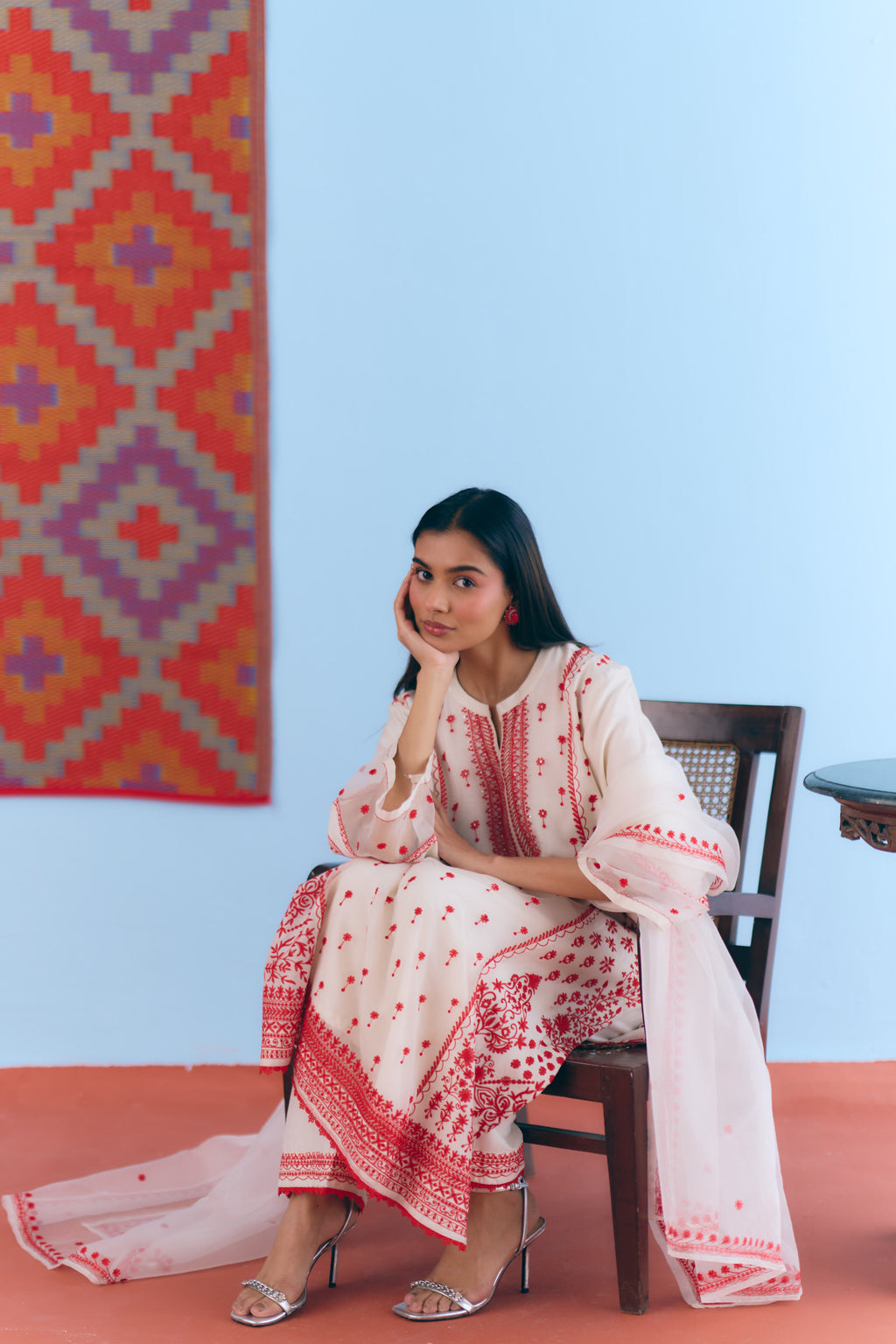 Laal Phulkari Kurta Set