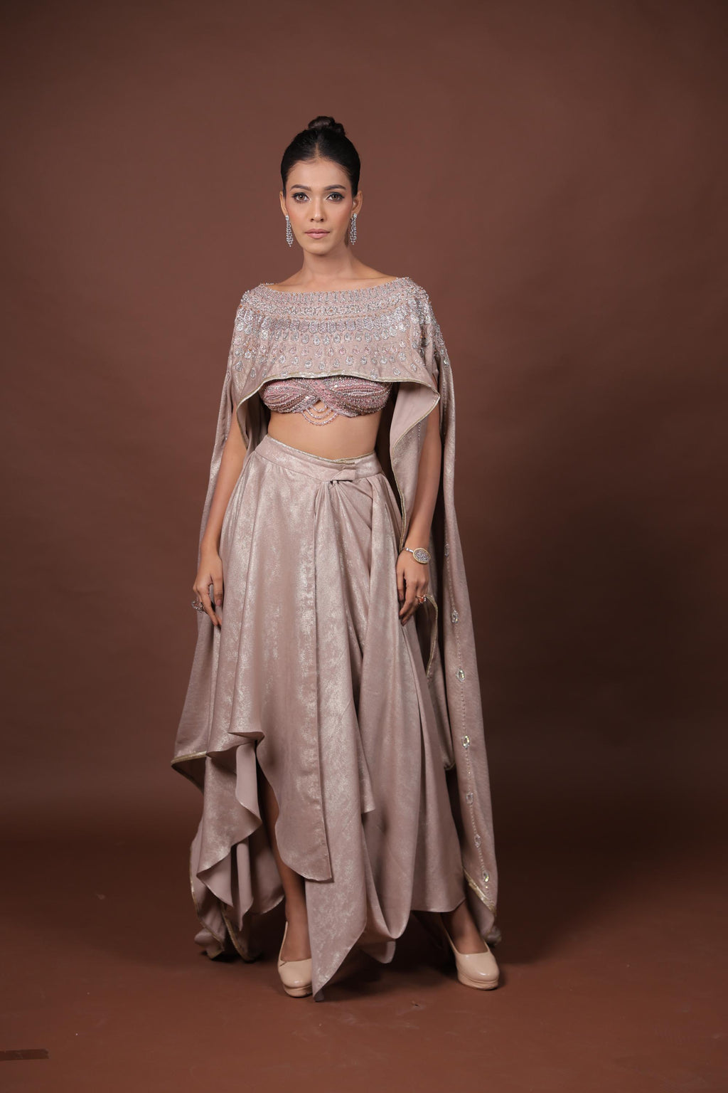 Cape Style Drape Skirt Set