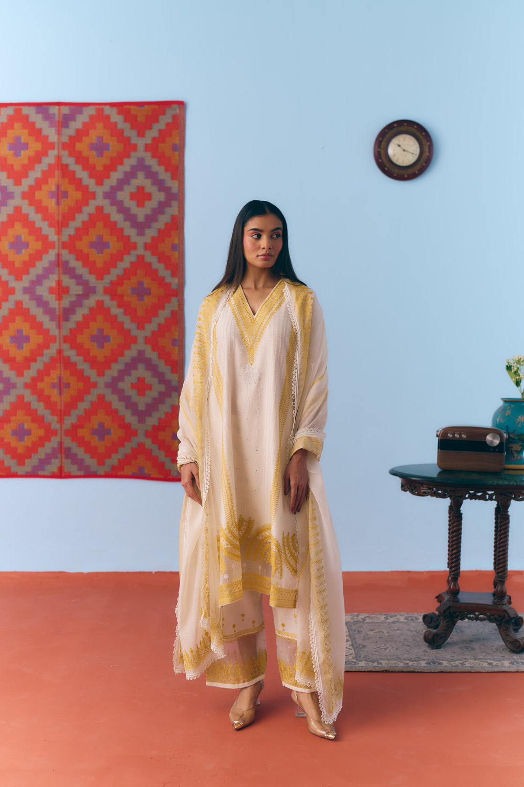 Usha Chanderi Kurta Set