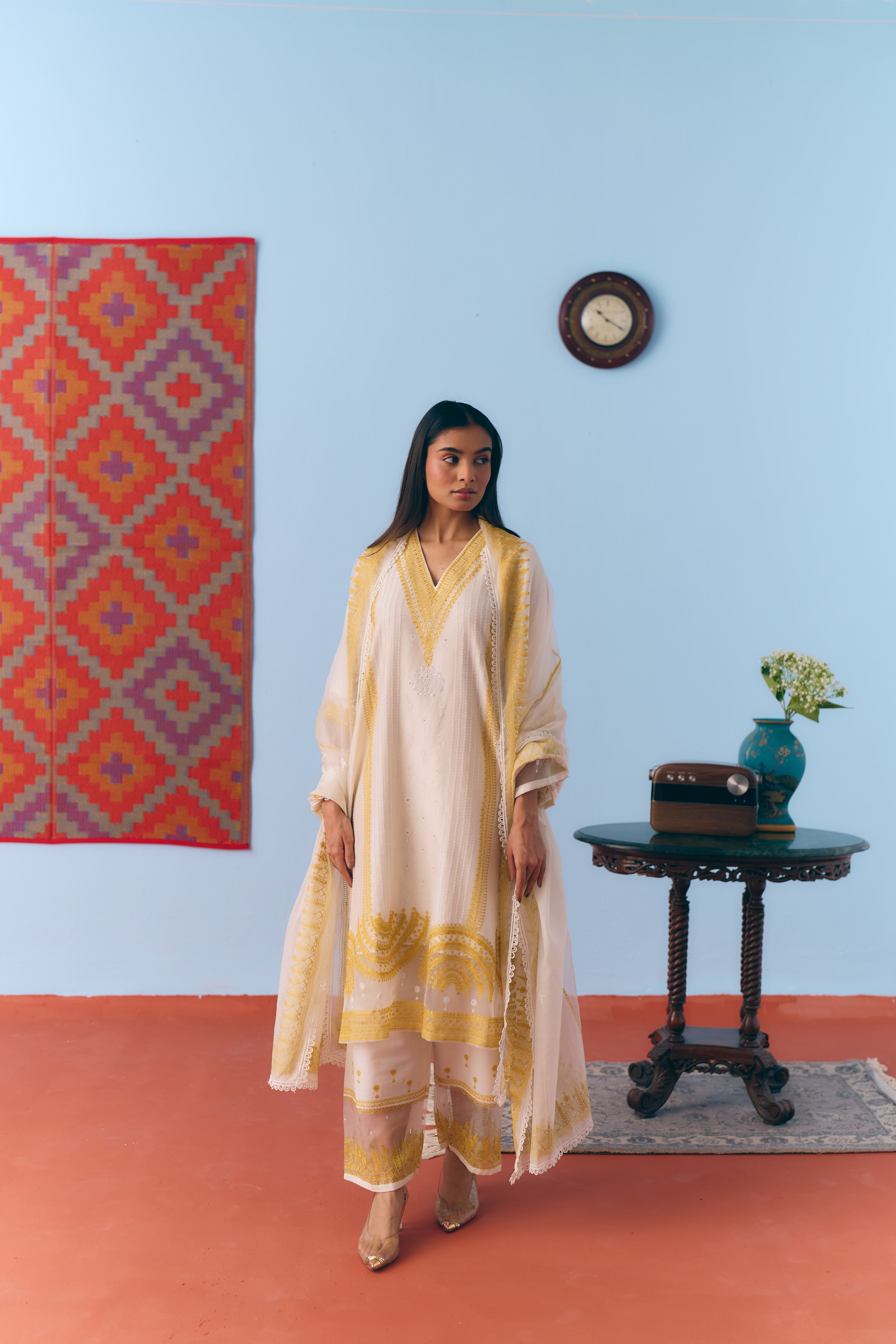 Usha Chanderi Kurta Set Secondary image