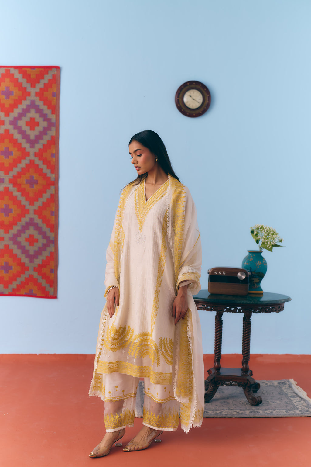 Usha Chanderi Kurta Set