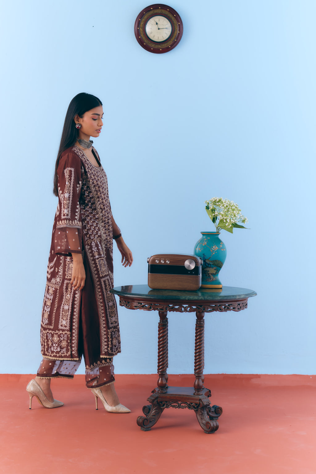 Umber Chanderi Kurta Set
