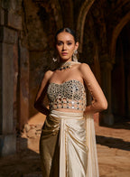 Devika Off White Satin Skirt Set