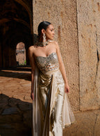 Devika Off White Satin Skirt Set