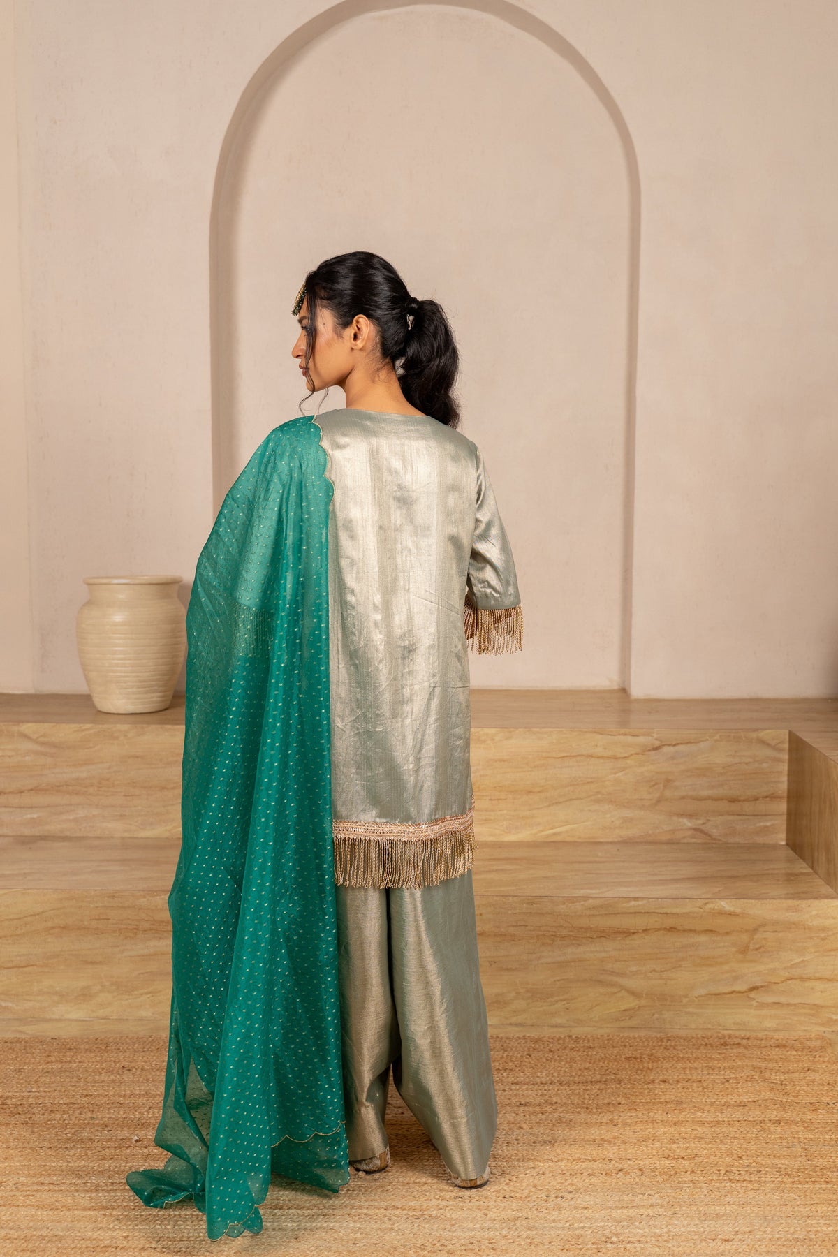 Teal Twill Kurta & Salwar Set