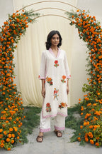 Ivory Print & Embroidered Kurta Set