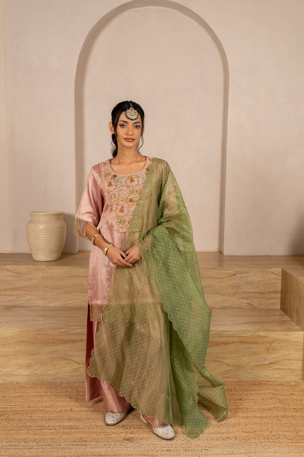 Peach Twill Kurta & Salwar Set