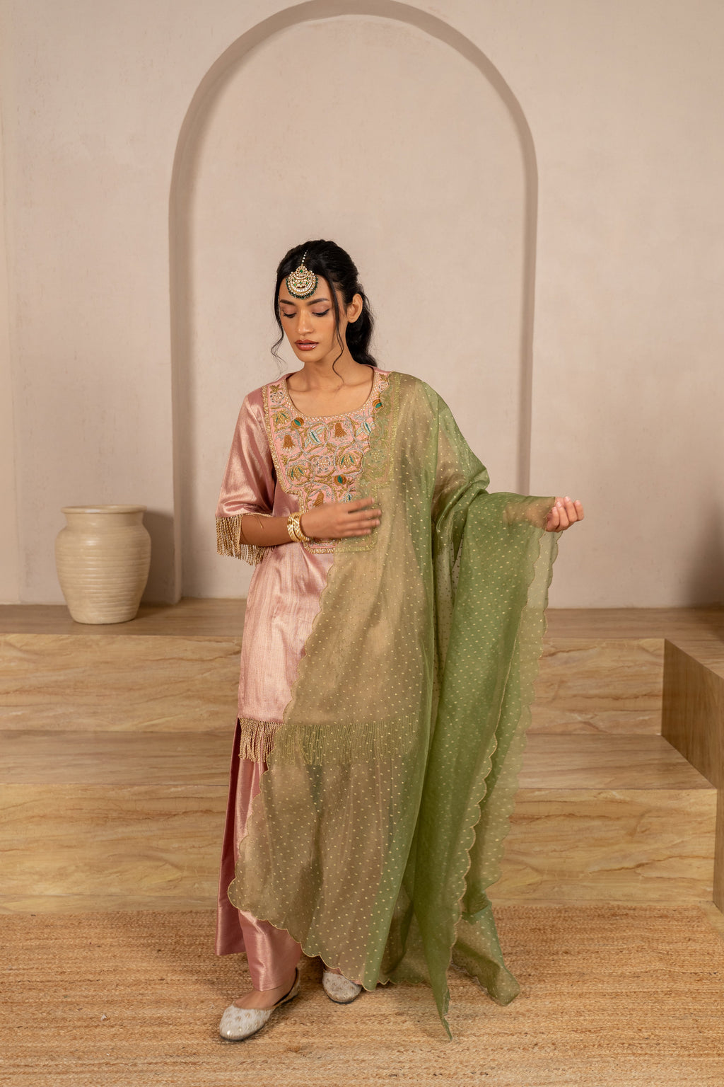Peach Twill Kurta & Salwar Set