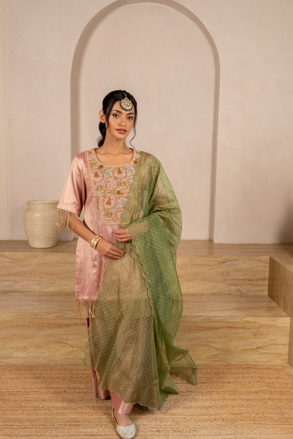 Peach Twill Kurta & Salwar Set