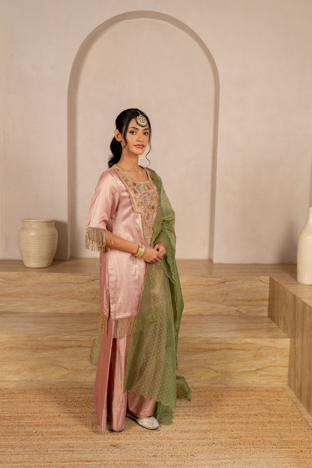 Peach Twill Kurta & Salwar Set