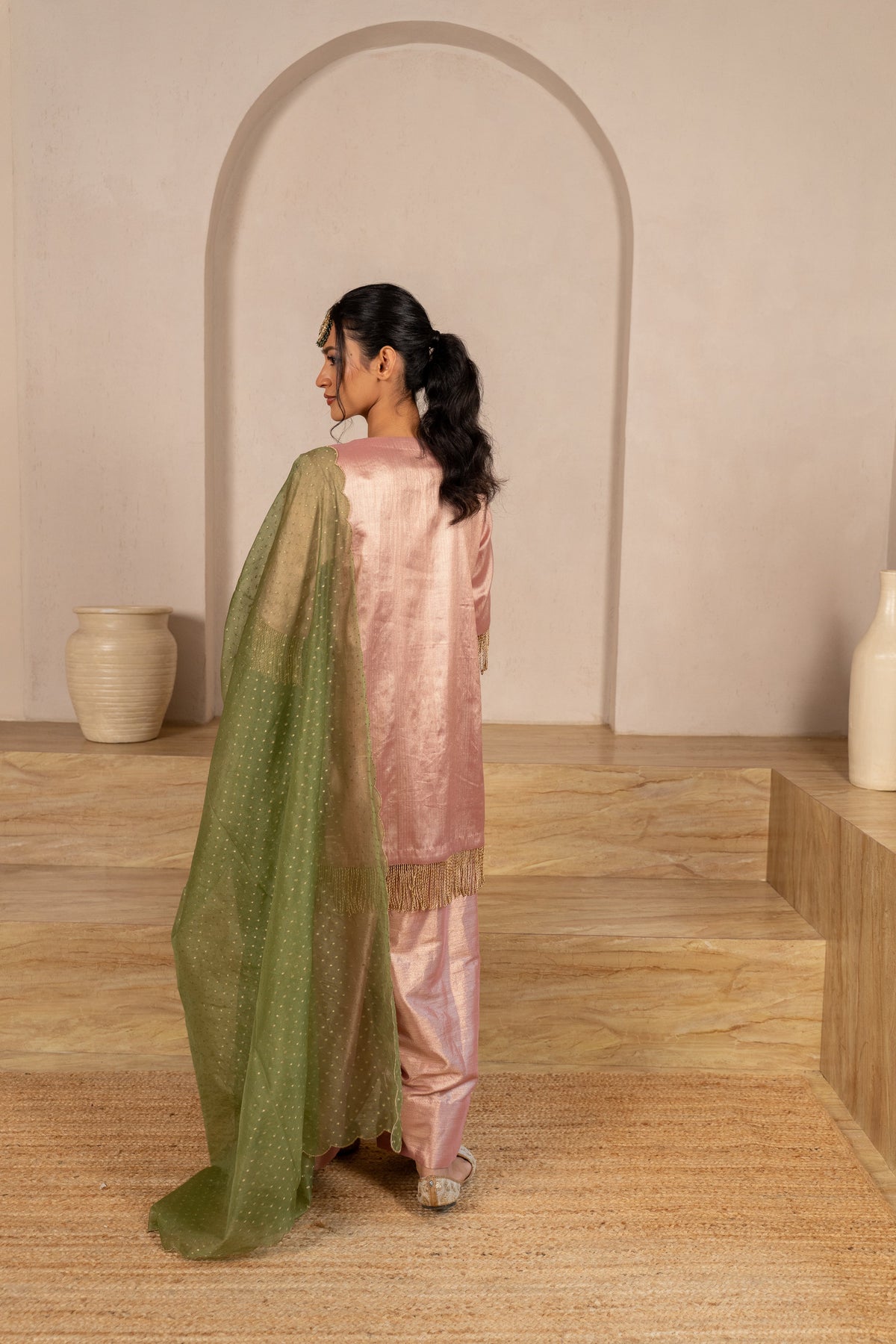 Peach Twill Kurta & Salwar Set