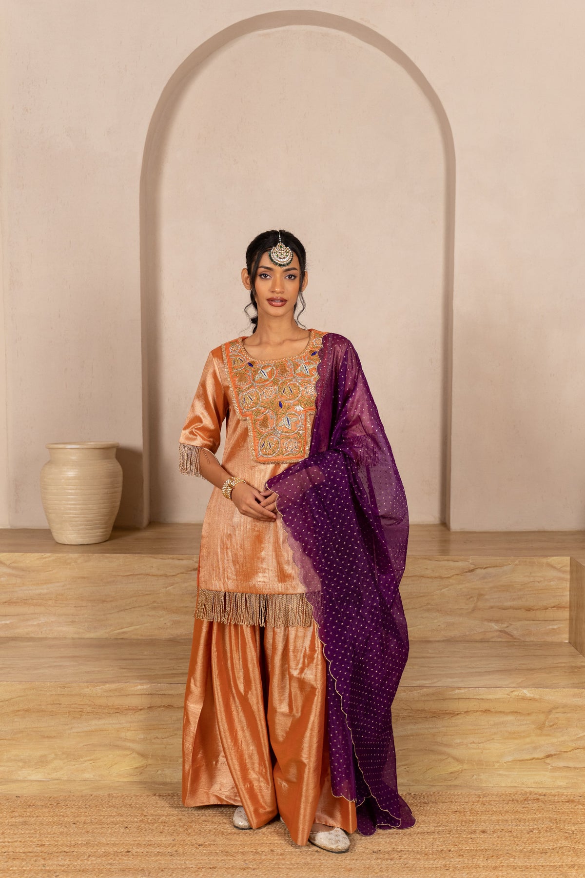 Rust Twill Kurta & Salwar Set Main image