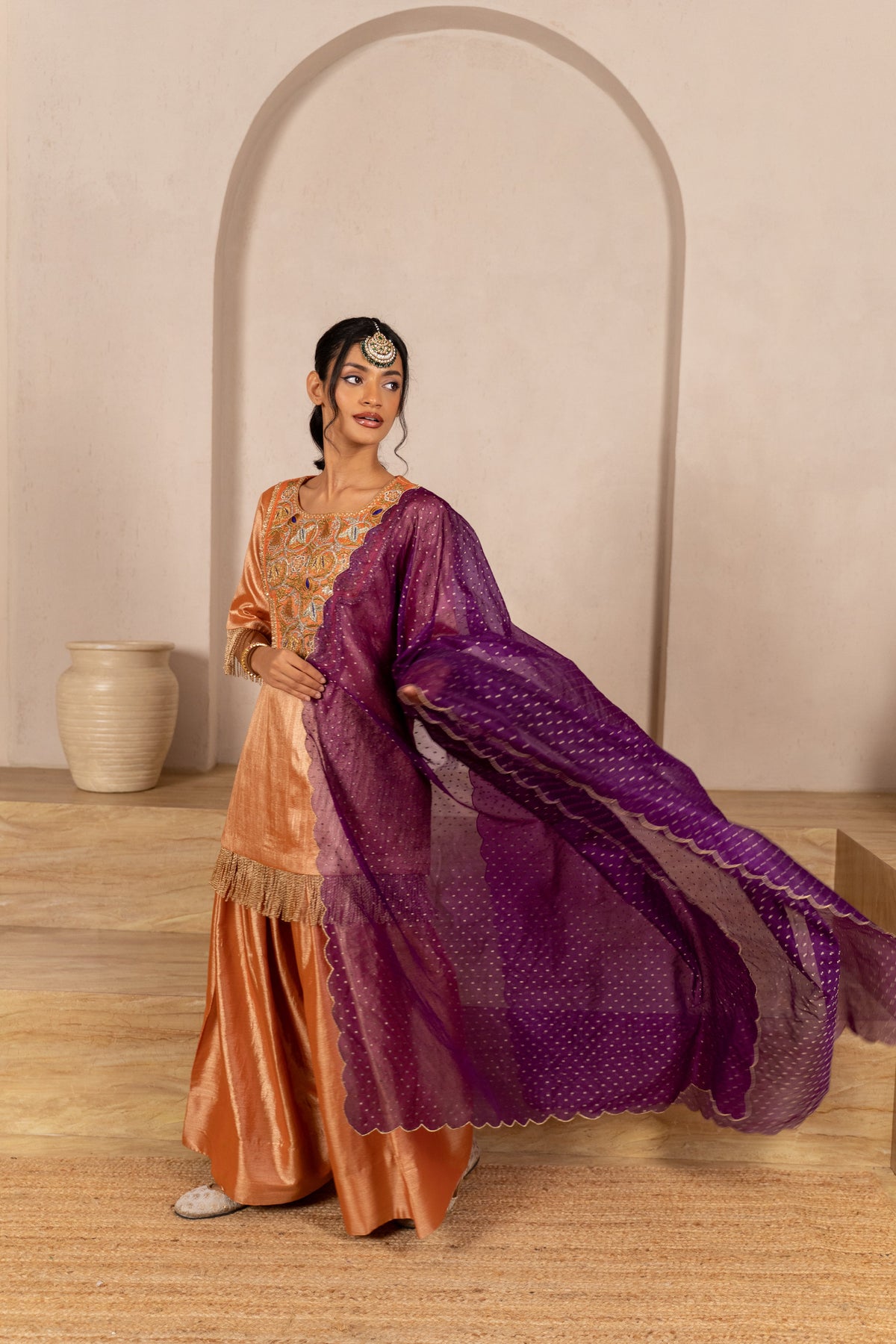Rust Twill Kurta & Salwar Set