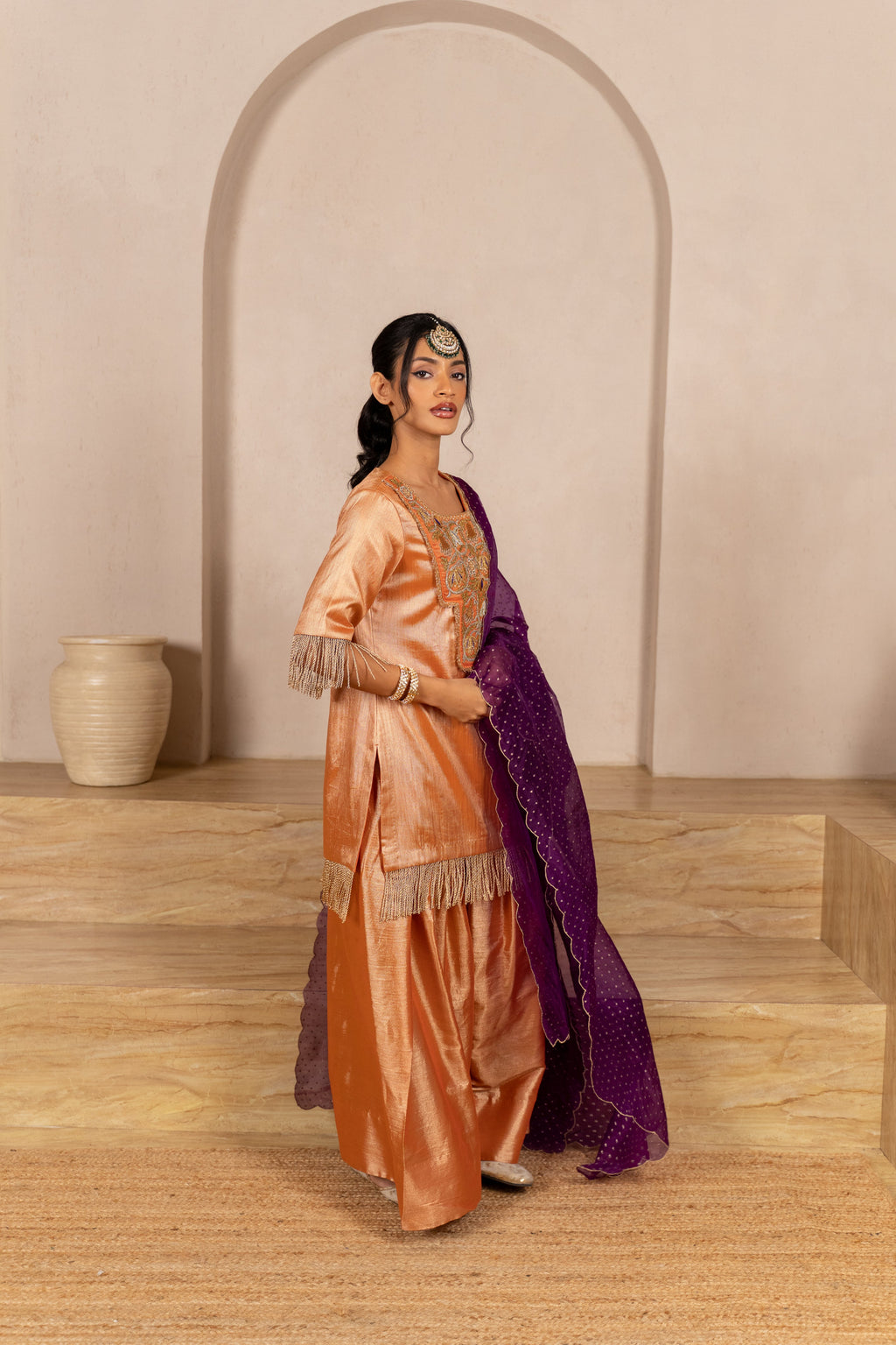 Rust Twill Kurta & Salwar Set