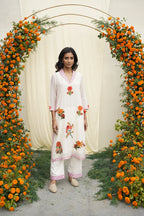 Ivory Print & Embroidered Kurta Set