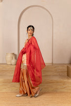 Rust Chamak Sleeveless Twill Kurta Set