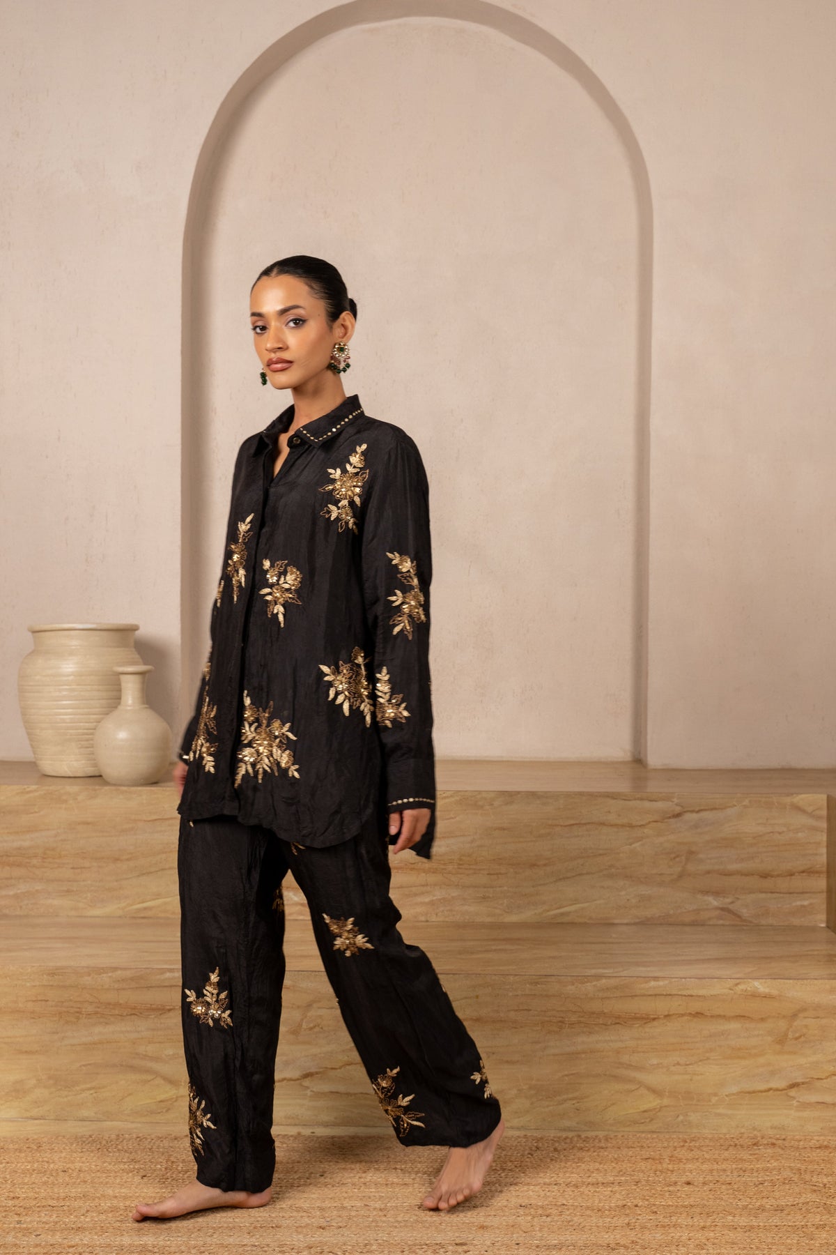 Nitya Crush Silk Embroidered Co-ord