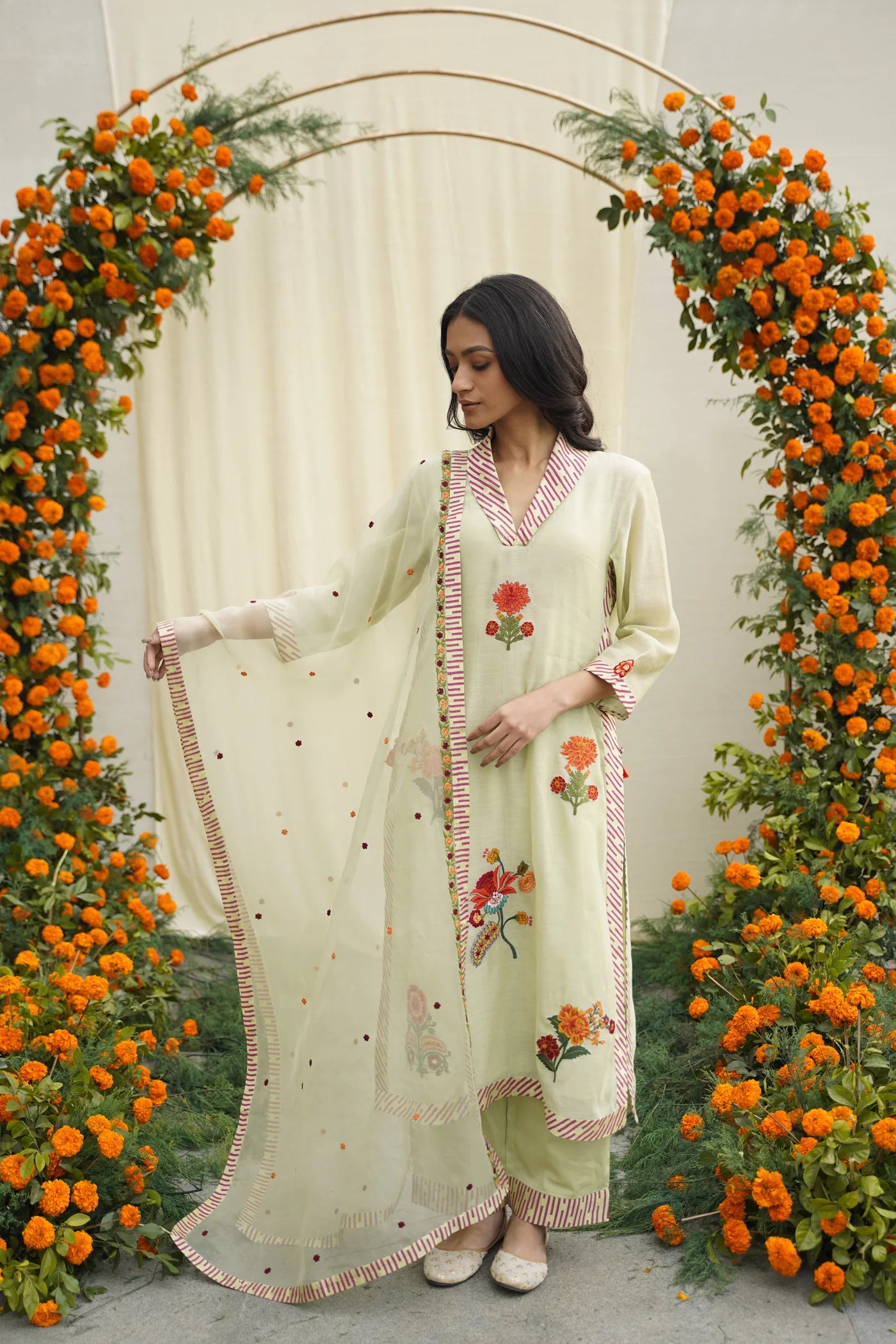 Sage Green Print & Embroidered Kurta Set