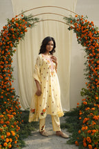 Yellow Floral Embroidered Kurta Set
