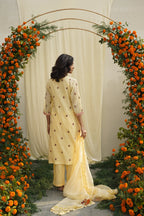 Yellow Floral Embroidered Kurta Set