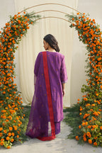 Purple Floral Embroidered Kurta Set