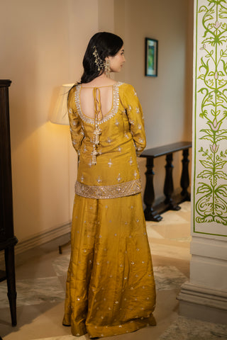 Mustard Hand-Embroidered Kurta Set