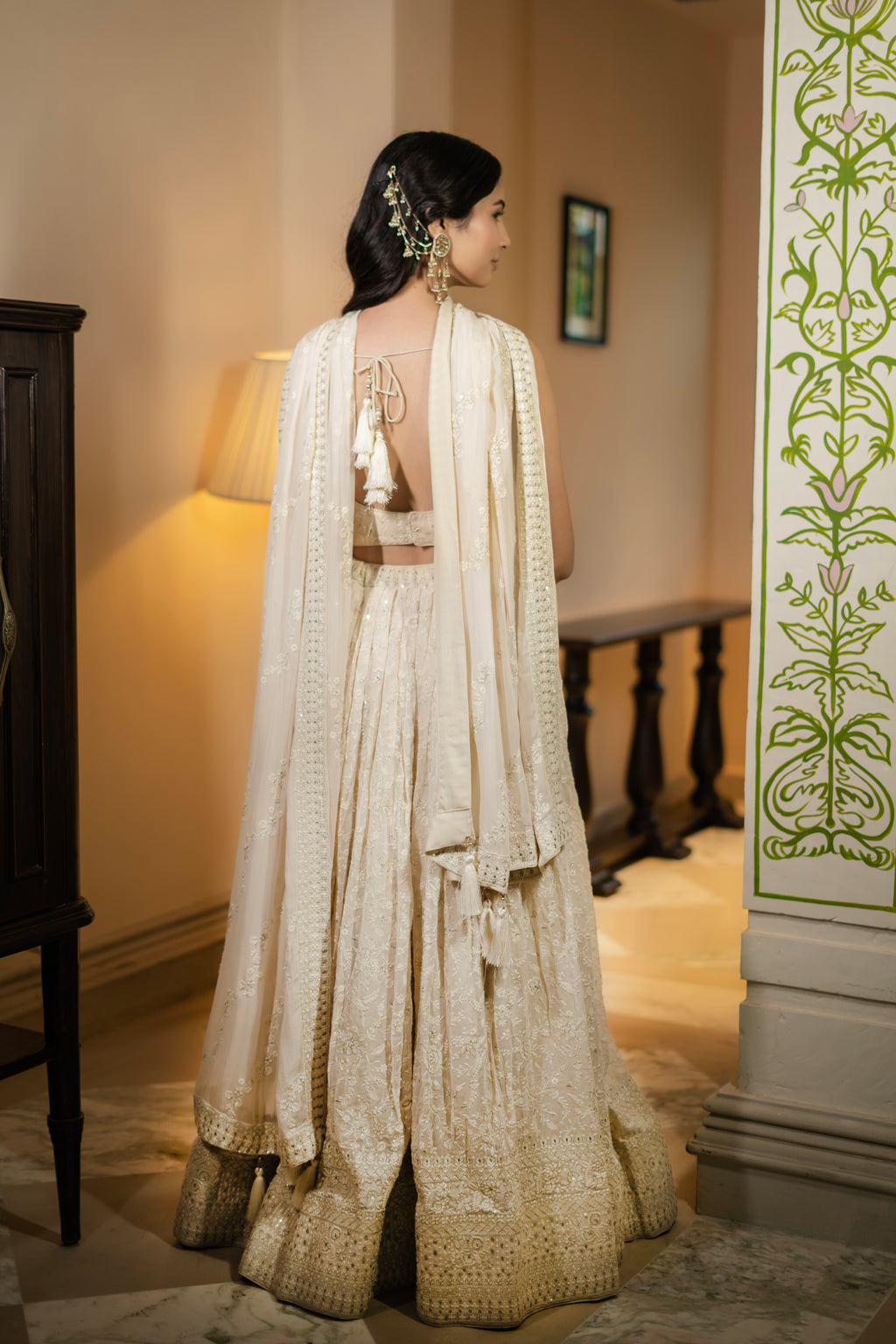 Ivory Pearl Embroidered Lehenga Set