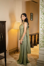 Pistachio Green Sleeveless Sharara Set