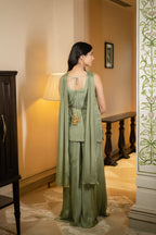 Pistachio Green Sleeveless Sharara Set