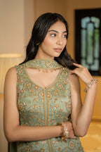 Pistachio Green Sleeveless Sharara Set