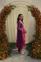 Purple Floral Embroidered Kurta Set
