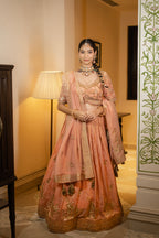 Dusty Peach Embroidered Lehenga Set