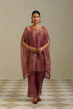 Adaa Muted Berry Kaftan Set with Palazzo