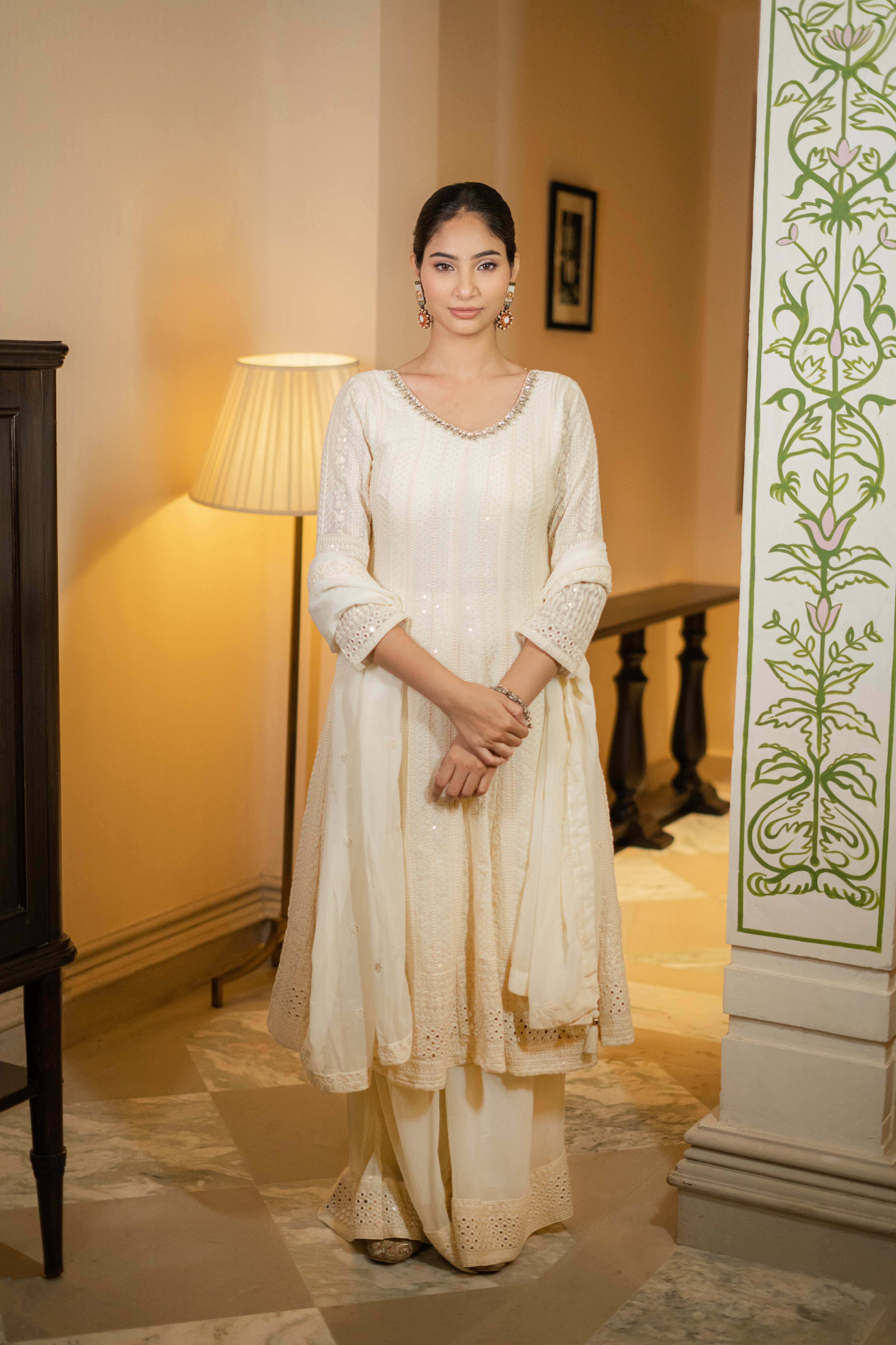 Ivory Embroidered Anarkali Set Main image