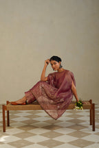 Adaa Muted Berry Kaftan Set with Palazzo