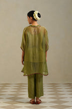 Kaina Lime Green Gold Kaftan Set with Palazzo