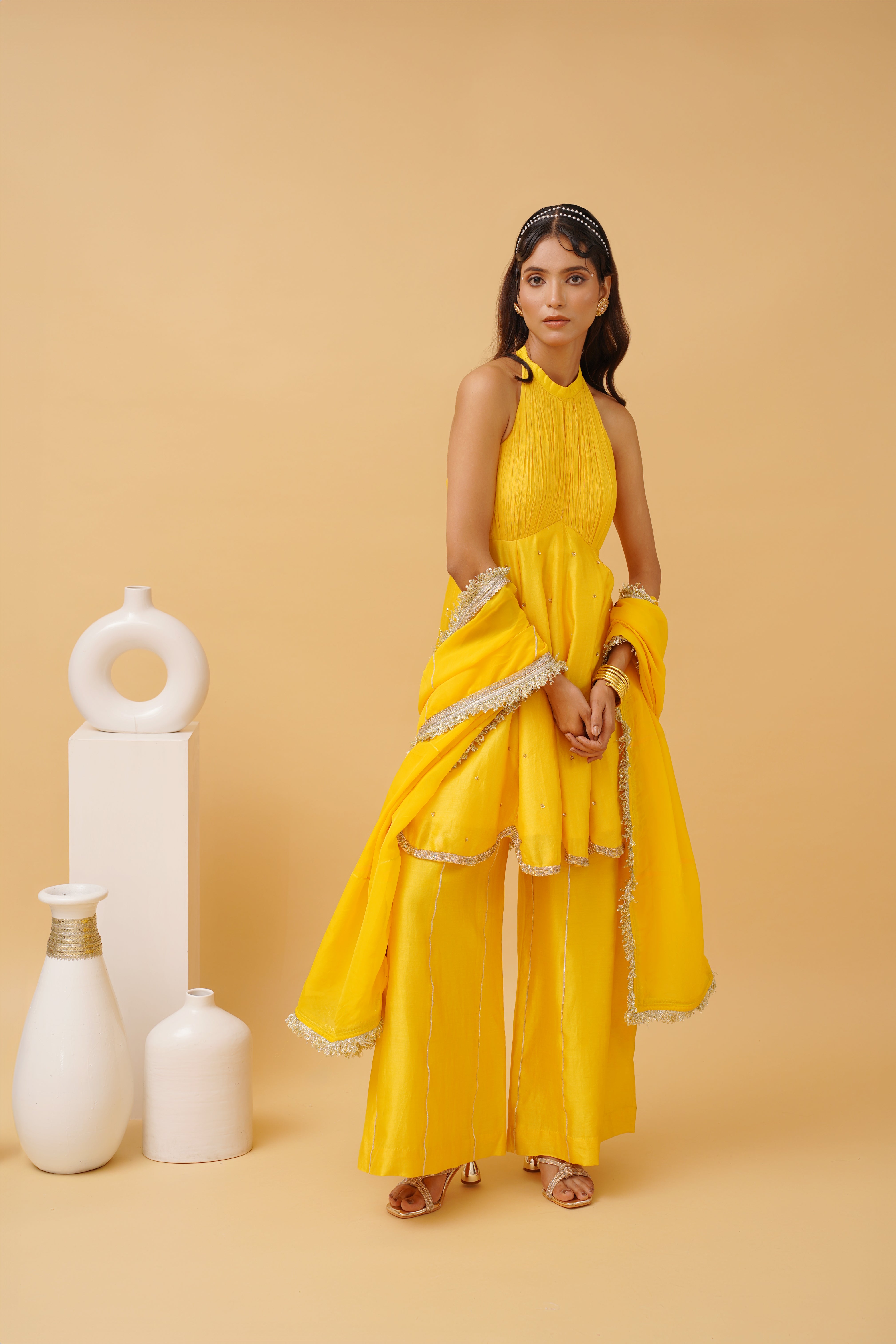 Yellow Jashn sharara set Secondary image