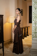 Coffee Brown Sequin Embroidered Sharara Set