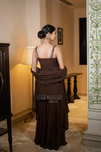 Coffee Brown Sequin Embroidered Sharara Set