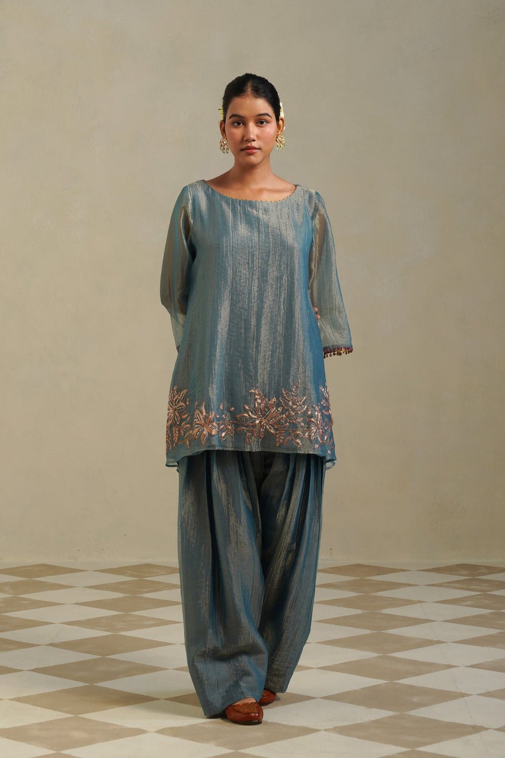 Tarang Steel Blue Farshi Co-ord Set