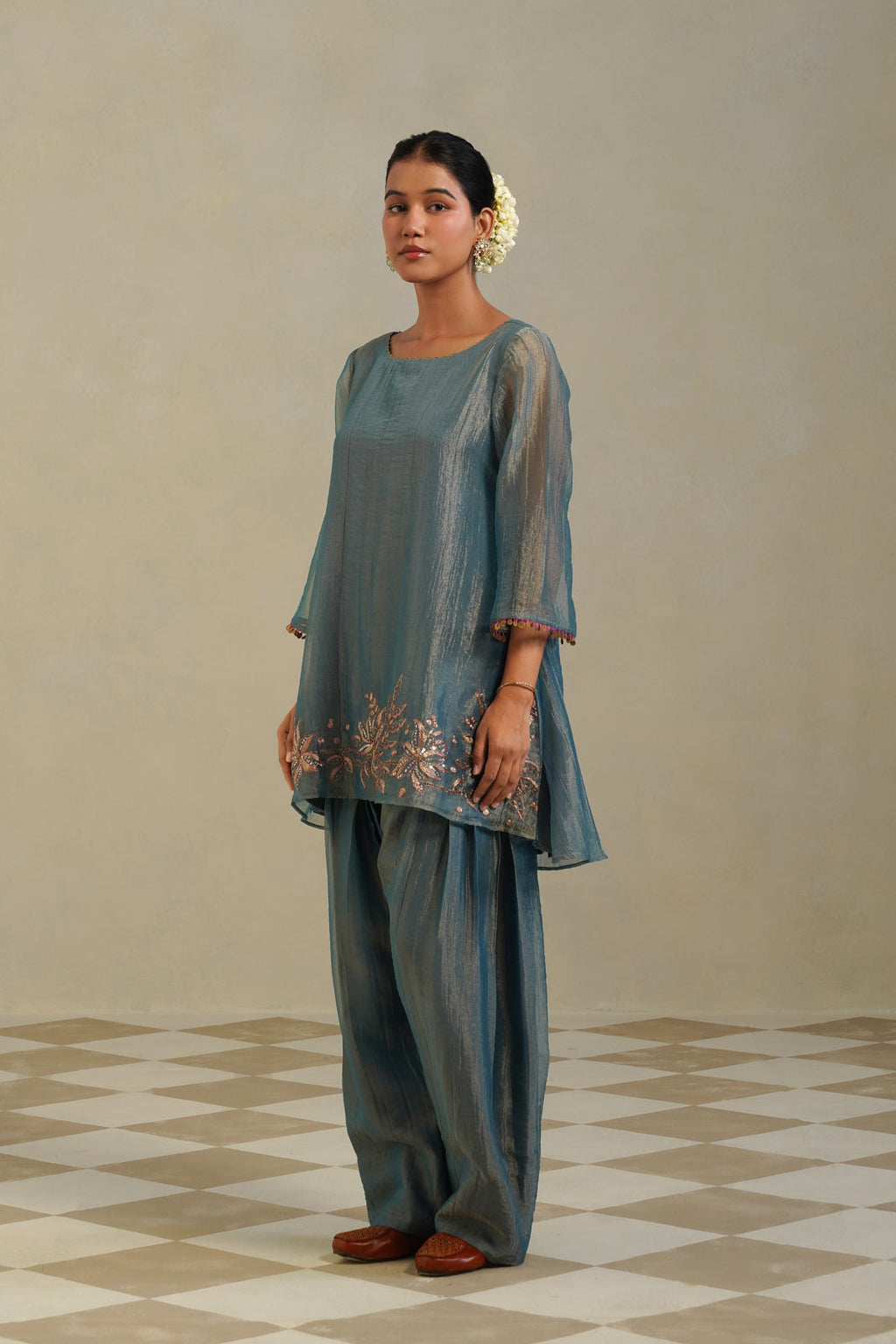 Tarang Steel Blue Farshi Co-ord Set