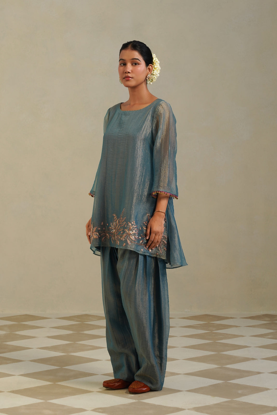 Tarang Steel Blue Farshi Co-ord Set