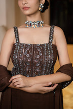 Coffee Brown Sequin Embroidered Sharara Set